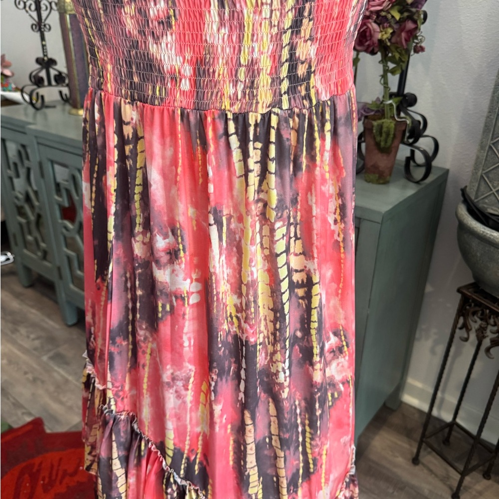 Vibrant Pink and Yellow Maxi Dress